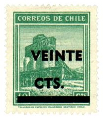 Emisión Provisoria Sobrecarga Veinte Cts. Sellos De Chile 
